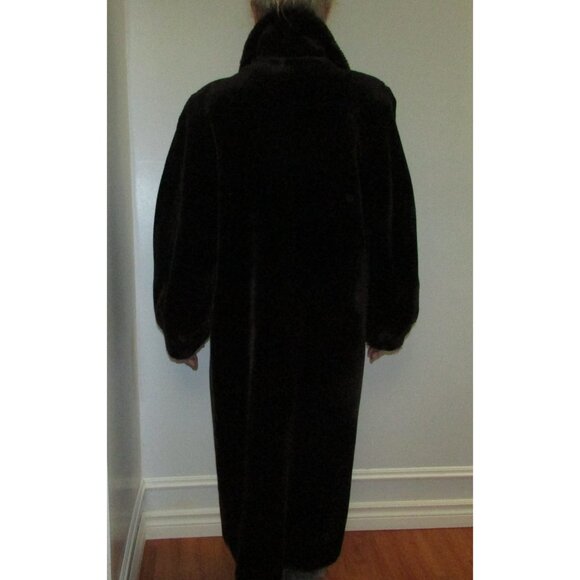 Vintage Beechers Brook Dark Brown Faux Fur Coat - Large - Picture 4 of 13